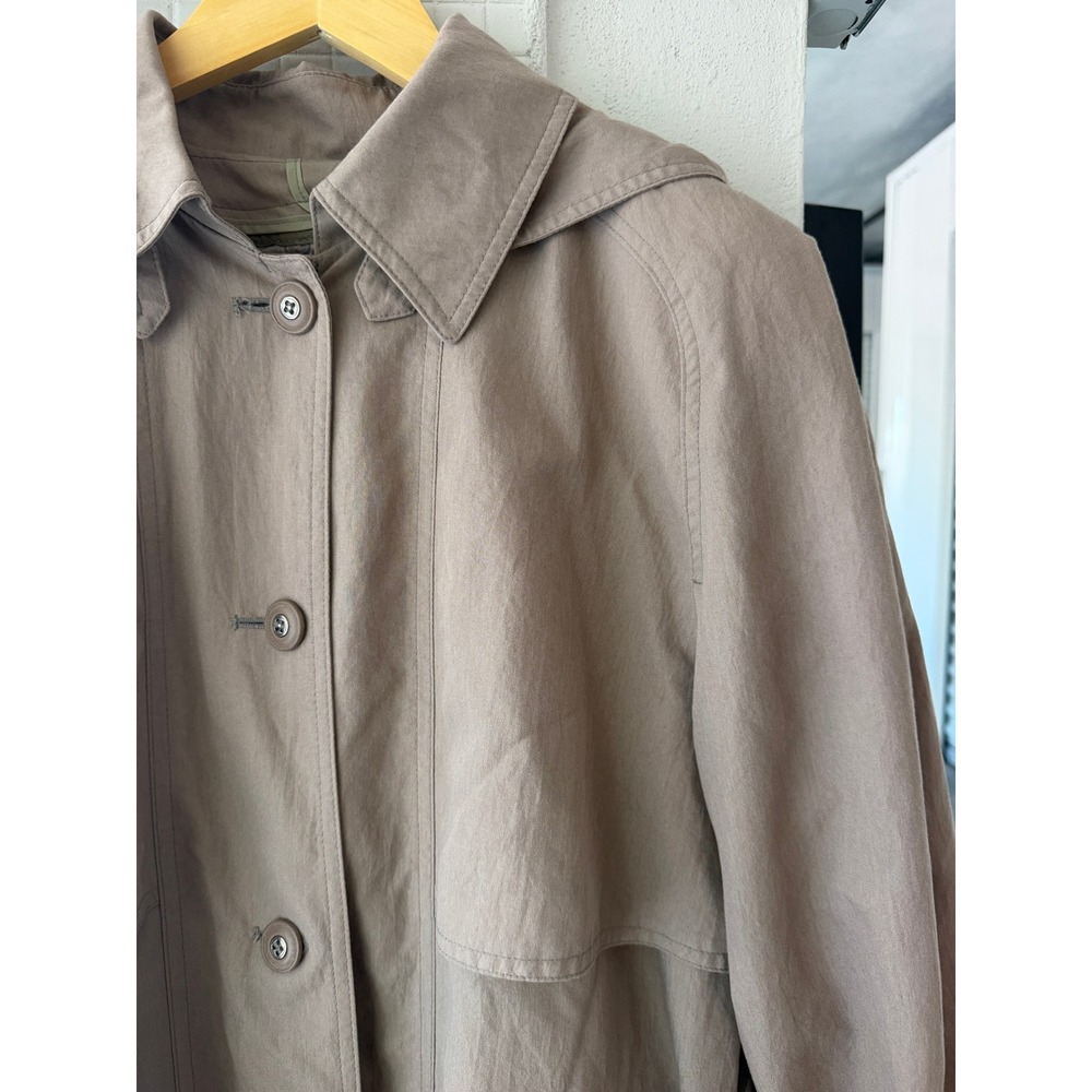London Fog Womens 12 Reg Taupe Trench Coat Belted Detachable Hood Vintage - Picture 3 of 13